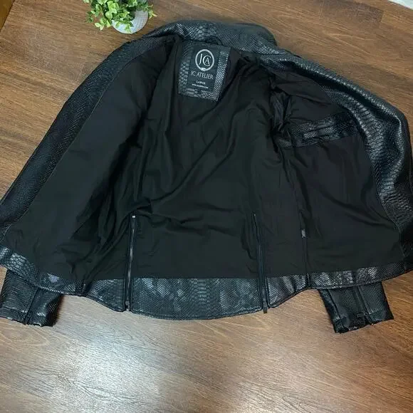 JC ATELIER Black Alligator Men’s Jacket Large - Picture 2 of 6